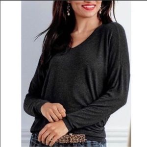 cabi Serenity Tee Heathered Black L